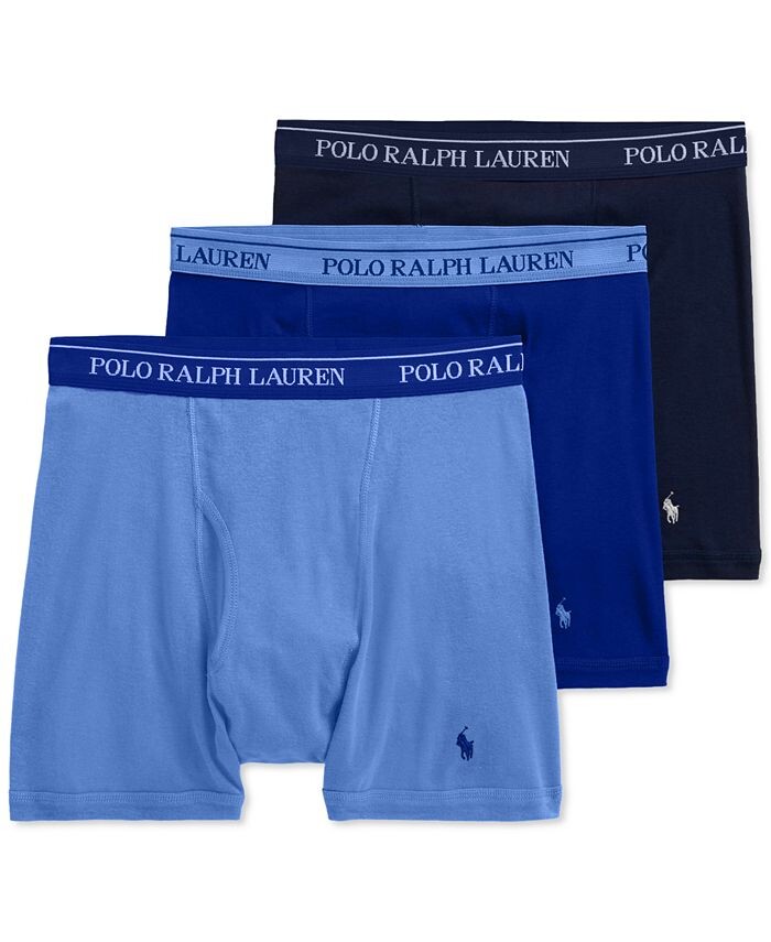 Мужской комплект из 3 штук. Классические хлопковые трусы-боксеры Polo Ralph Lauren, цвет Aerial Blue / Rugby Royal / Cruise Navy
Мужской комплект из 3 штук. Классические хлопковые трусы-боксеры Polo Ralph Lauren, цвет Aerial Blue / Rugby Royal / Cruise Navy