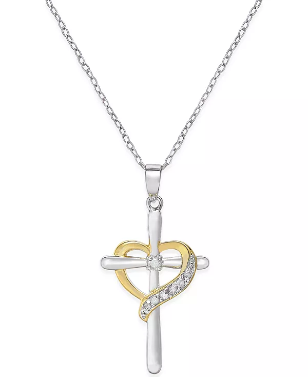 Ожерелье с бриллиантовым кулоном в форме сердца (1/10 карата) из стерлингового серебра и стерлингового серебра с 18-каратным золотом Macy'S, two-tone
Ожерелье с бриллиантовым кулоном в форме сердца (1/10 карата) из стерлингового серебра и стерлингового серебра с 18-каратным золотом Macy'S, two-tone