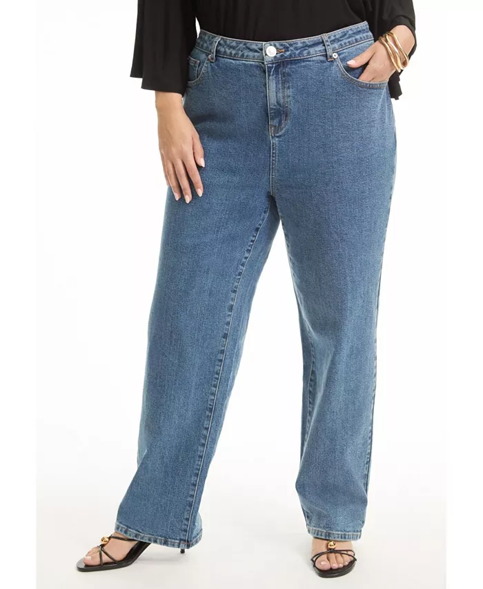 Женские джинсы с высокой талией и прямым кроем, размер плюс June + Vie, синий
Женские джинсы с высокой талией и прямым кроем, размер плюс June + Vie, синий