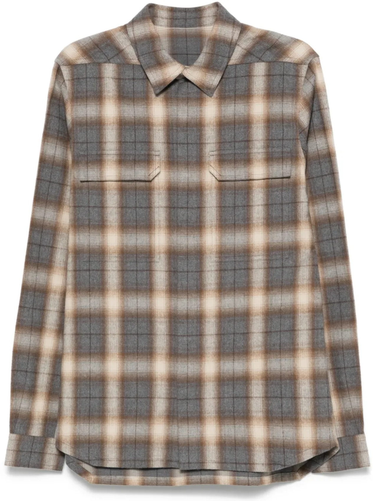 Рубашка в клетку Рика Оуэнса Rick Owens, нейтральный 
Рубашка в клетку Рика Оуэнса Rick Owens, нейтральный