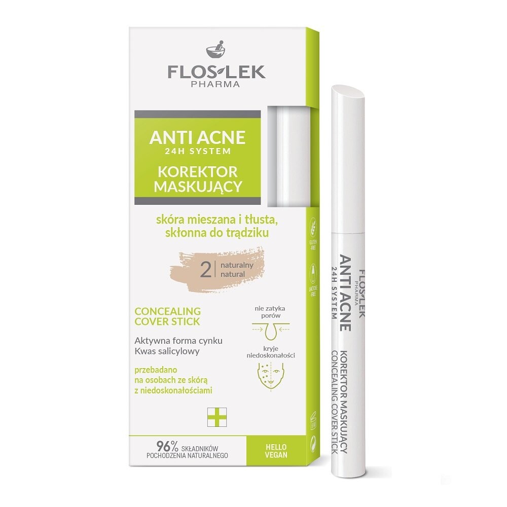 Floslek, Маскирующий консилер Anti Acne 24h System 2 Natural
Floslek, Маскирующий консилер Anti Acne 24h System 2 Natural