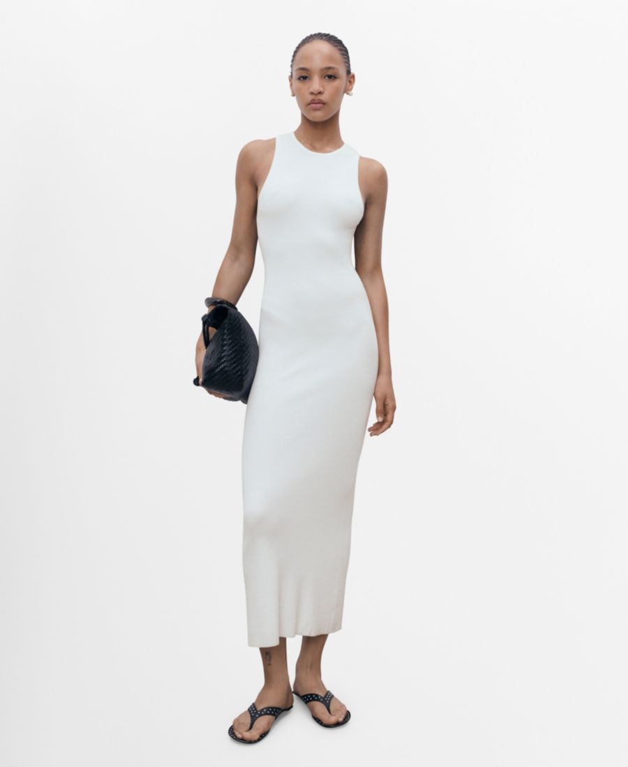 Женское вязаное платье с воротником-стойкой MANGO, White
Женское вязаное платье с воротником-стойкой MANGO, White