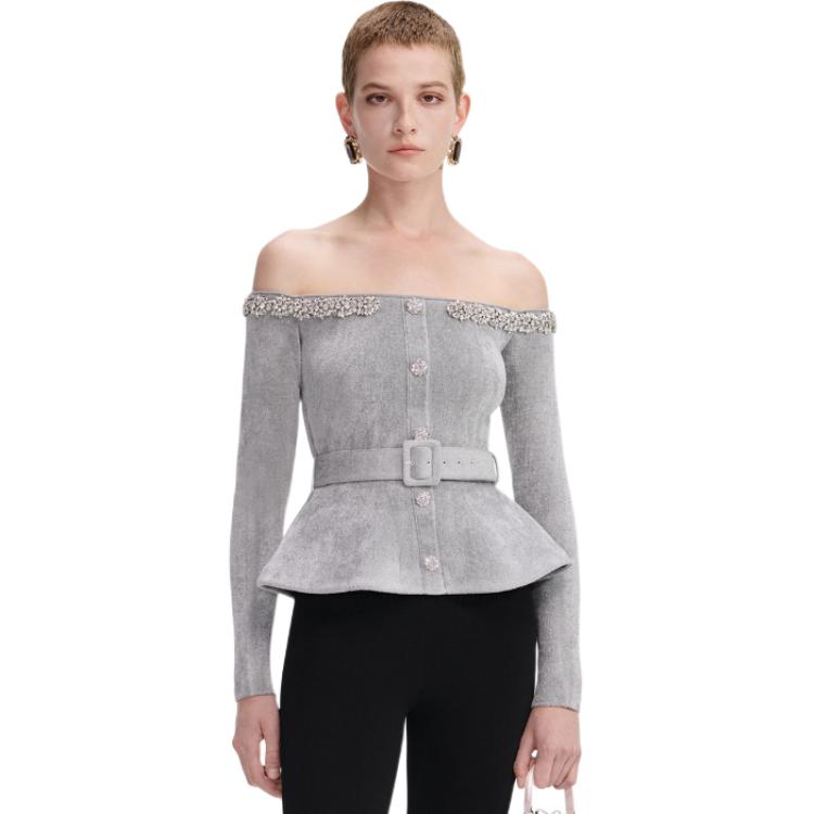 Топ с поясом и декором Self portrait Self-portrait, светло-серый
Топ с поясом и декором Self portrait Self-portrait, светло-серый