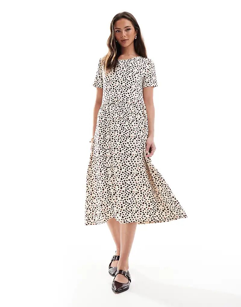 Платье миди с короткими рукавами и пятнами кремового и черного цвета Wednesday's Girl
Платье миди с короткими рукавами и пятнами кремового и черного цвета Wednesday's Girl