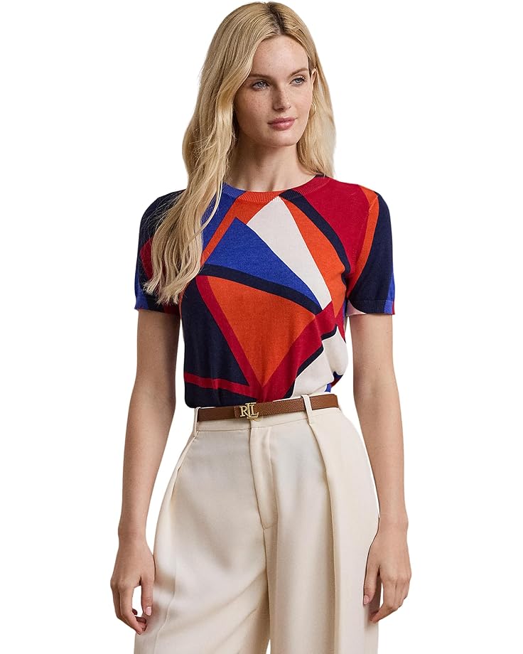 Свитер Lauren Ralph Lauren Print Cotton-blend Short-sleeve Sweater, цвет Blue Multi 
Свитер Lauren Ralph Lauren Print Cotton-blend Short-sleeve Sweater, цвет Blue Multi