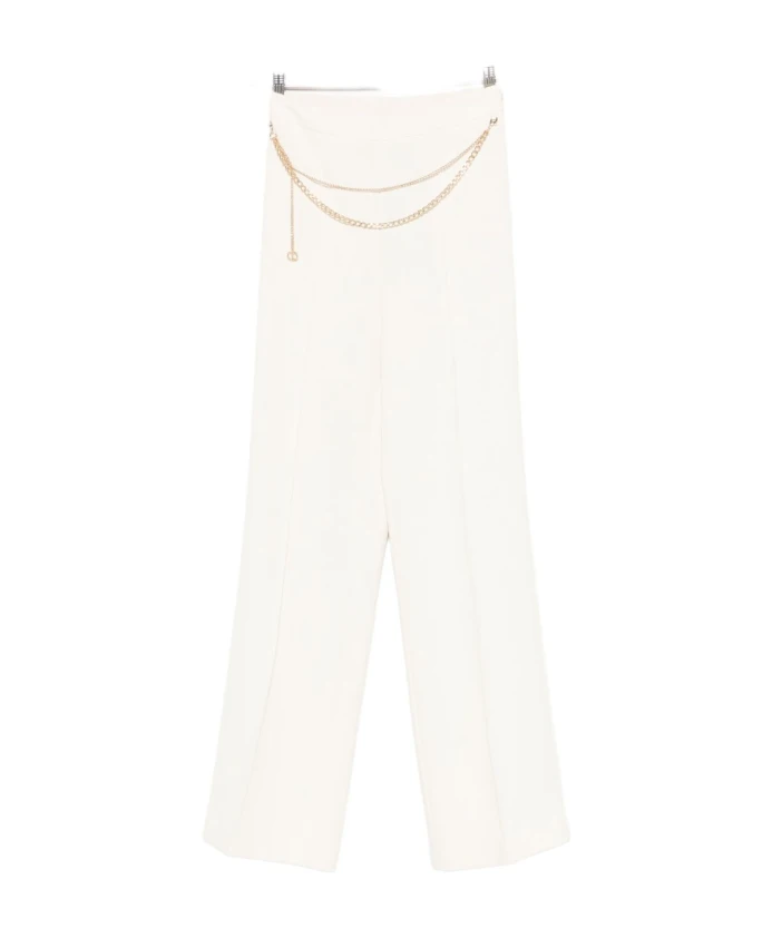 Белые брюки с поясом-цепочкой Twinset, белый
Белые брюки с поясом-цепочкой Twinset, белый