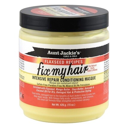 Рецепты с льняным семенем Fix My Hair Интенсивное восстановление кондиционирующей маски, банка 15 унций, Aunt Jackie'S 
Рецепты с льняным семенем Fix My Hair Интенсивное восстановление кондиционирующей маски, банка 15 унций, Aunt Jackie'S