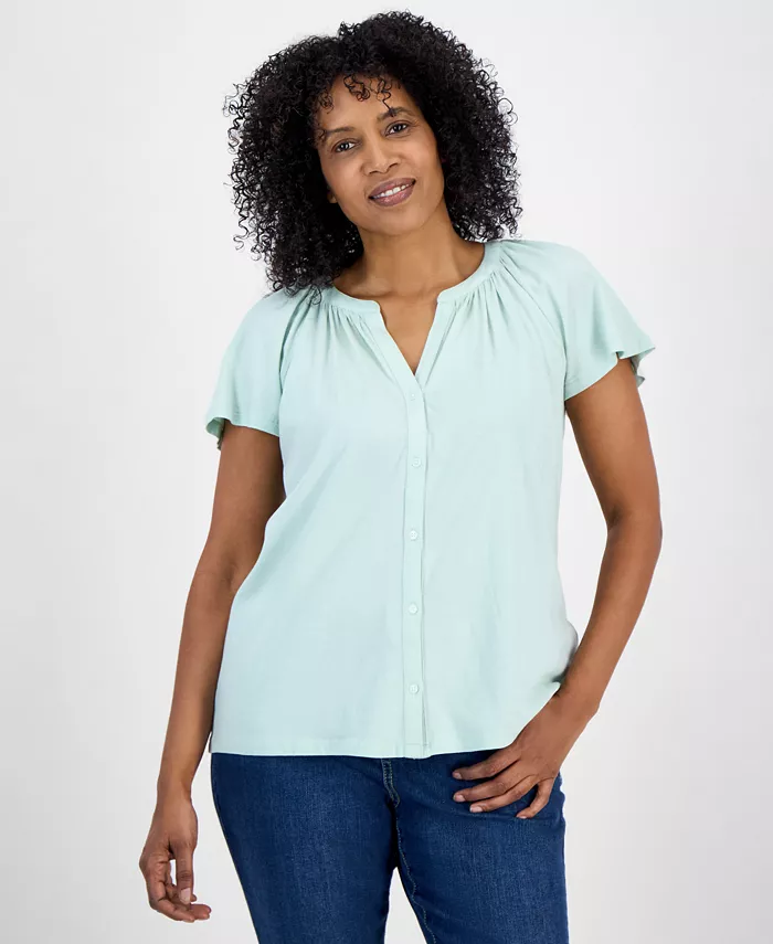 Женский топ с расклешенными рукавами и сборкой на горловине Style & Co, зеленый
Женский топ с расклешенными рукавами и сборкой на горловине Style & Co, зеленый