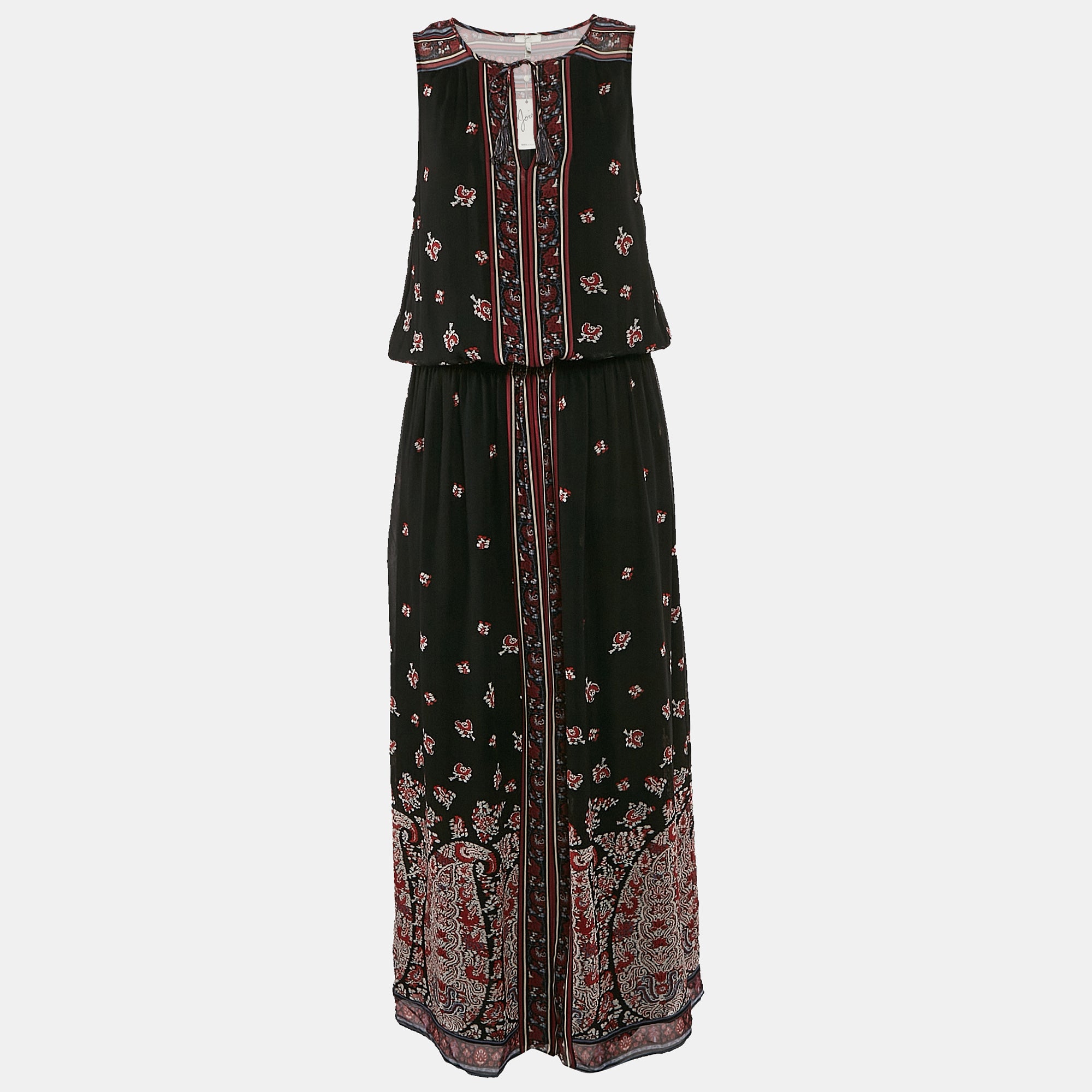 Платье-макси без рукавов из шелка с принтом Joie, черное/разноцветное
Платье-макси без рукавов из шелка с принтом Joie, черное/разноцветное