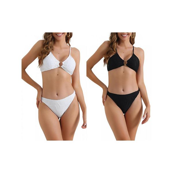 2 комплекта женского бикини с O-кольцом и ребрами, 2 предмета, высокий пояс, регулируемые бретели спагетти Inspire Chic, White Black
2 комплекта женского бикини с O-кольцом и ребрами, 2 предмета, высокий пояс, регулируемые бретели спагетти Inspire Chic, White Black