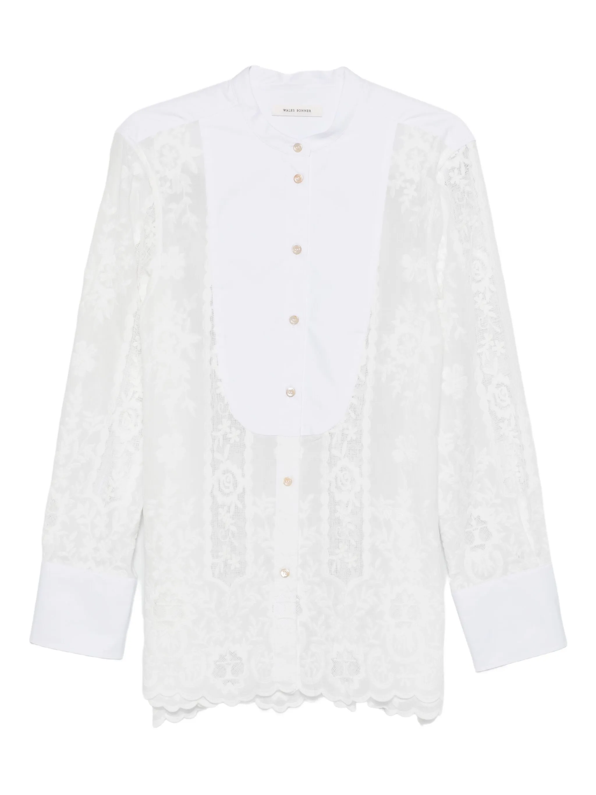 Кружевная фестончатая рубашка Wales Bonner, белый
Кружевная фестончатая рубашка Wales Bonner, белый
