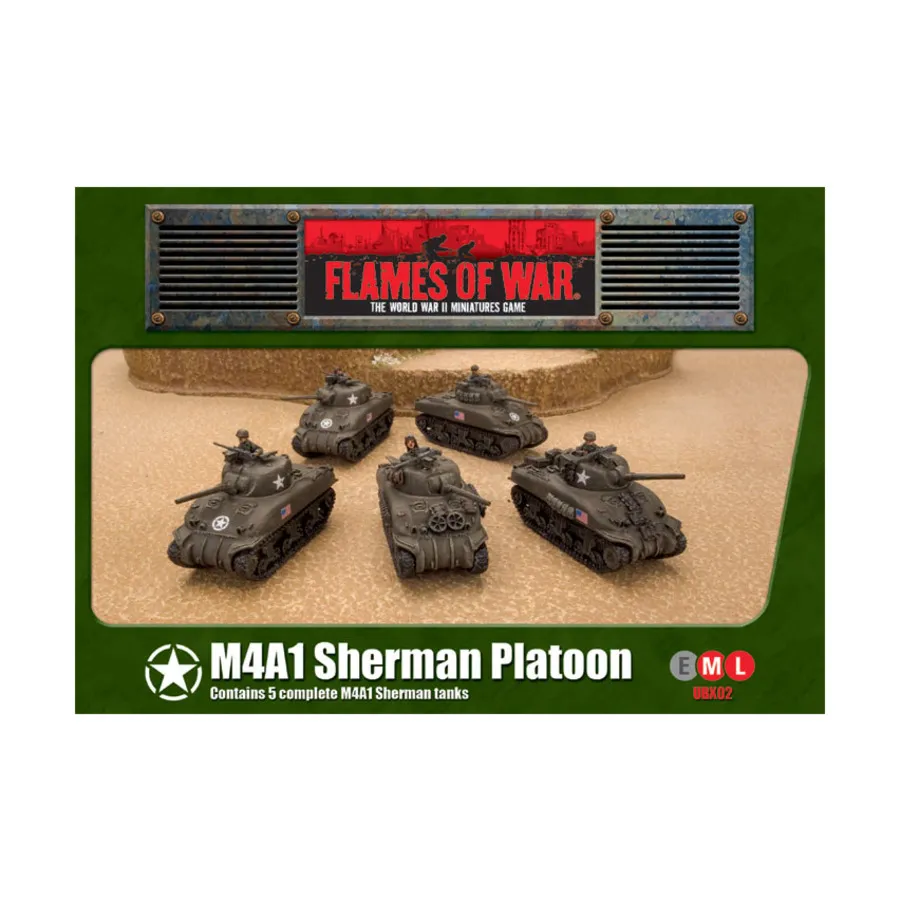 Взвод M4A1 Шерман, Flames of War - WWII - United States - Box Sets & Miscellaneous
Взвод M4A1 Шерман, Flames of War - WWII - United States - Box Sets & Miscellaneous