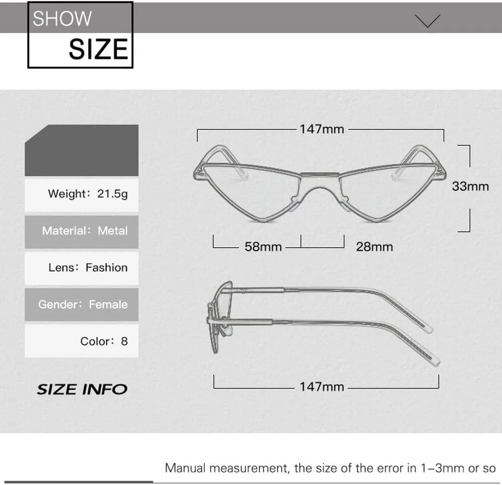 Модные женские солнцезащитные очки «кошачий глаз», цветные, маленькие, из сплава, для женщин и мужчин, с защитой от ультрафиолета UV400 HHZZYVY, C7 Black-clear
Модные женские солнцезащитные очки «кошачий глаз», цветные, маленькие, из сплава, для женщин и мужчин, с защитой от ультрафиолета UV400 HHZZYVY, C7 Black-clear