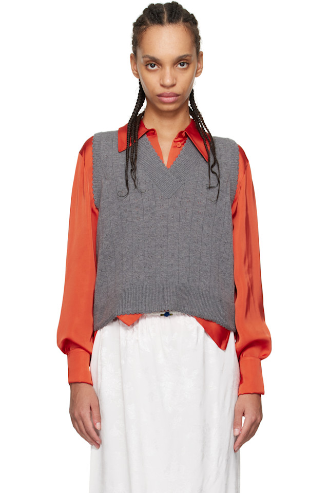 Вязаный жилет из мериносовой шерсти Pointelle Cordera, серый
Вязаный жилет из мериносовой шерсти Pointelle Cordera, серый