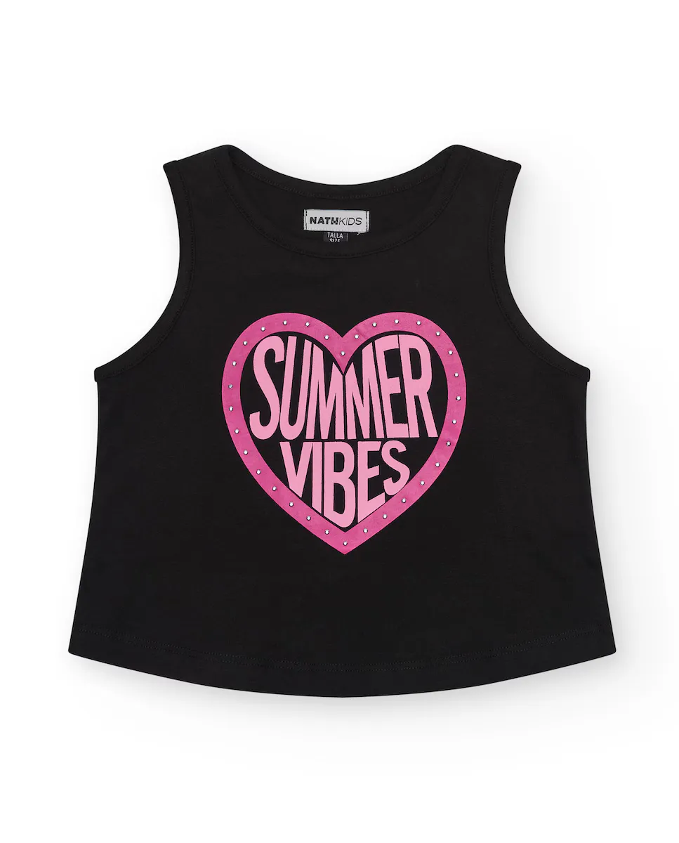 Футболка без рукавов для девочки с принтом спереди Tuc tuc, черный
Футболка без рукавов для девочки с принтом спереди Tuc tuc, черный