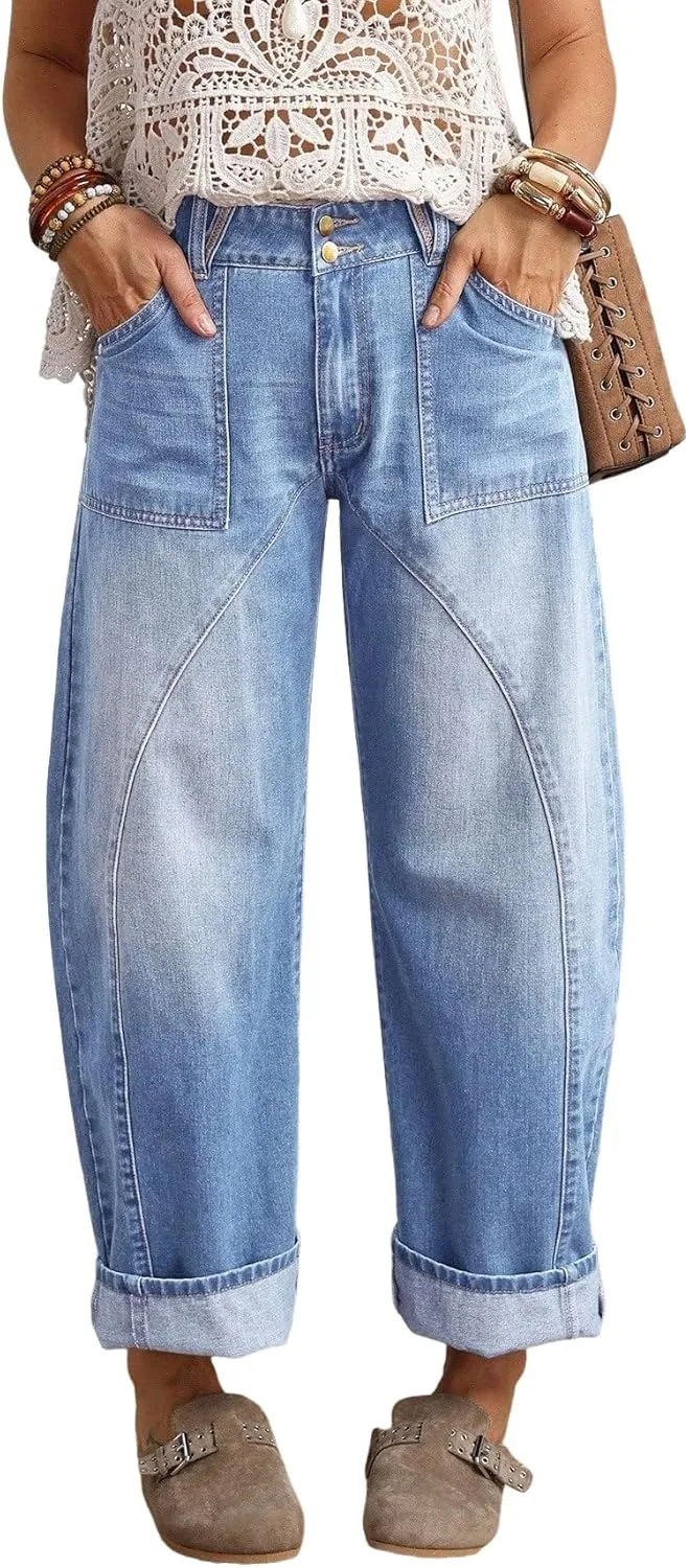 EARKOHA женские джинсы карманные расклешенные casual свободного кроя
EARKOHA женские джинсы карманные расклешенные casual свободного кроя