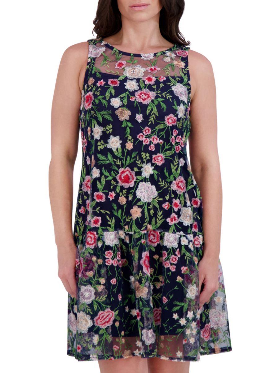 Мини-платье А-силуэта с цветочной вышивкой Kensie, цвет Navy Multicolor 
Мини-платье А-силуэта с цветочной вышивкой Kensie, цвет Navy Multicolor