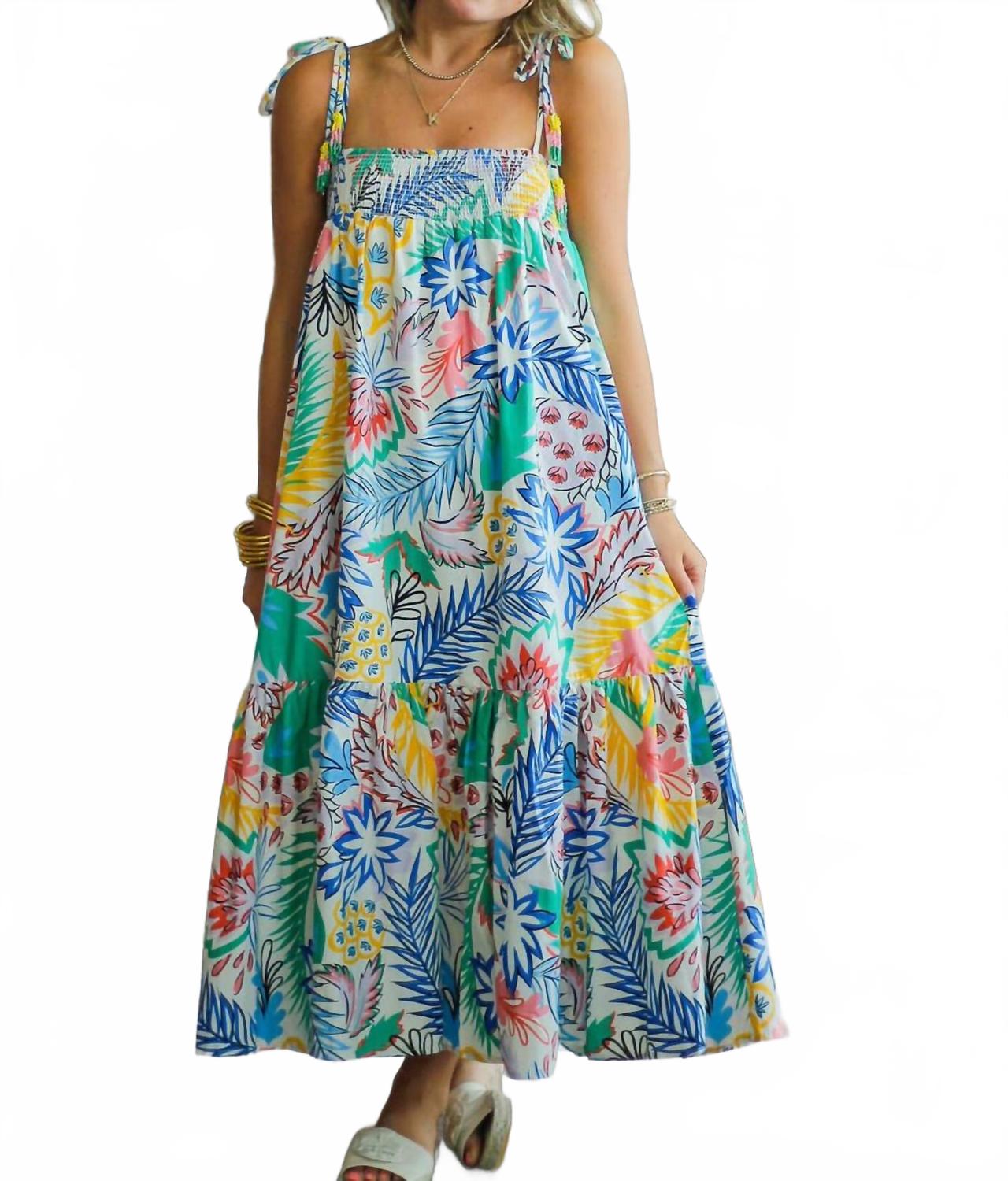 Макси-платье-смок с разноцветным пальмовым принтом Karlie, мультиколор
Макси-платье-смок с разноцветным пальмовым принтом Karlie, мультиколор