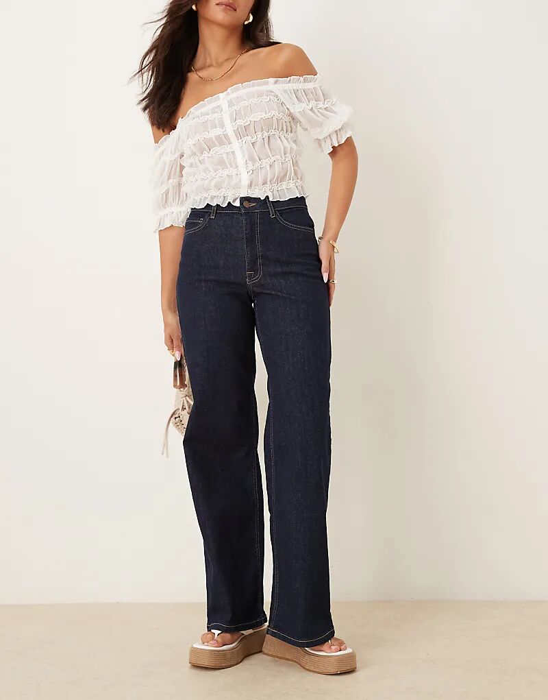 Джинсы JDY с высокой талией и широкими штанинами из денима синего цвета
Джинсы JDY с высокой талией и широкими штанинами из денима синего цвета