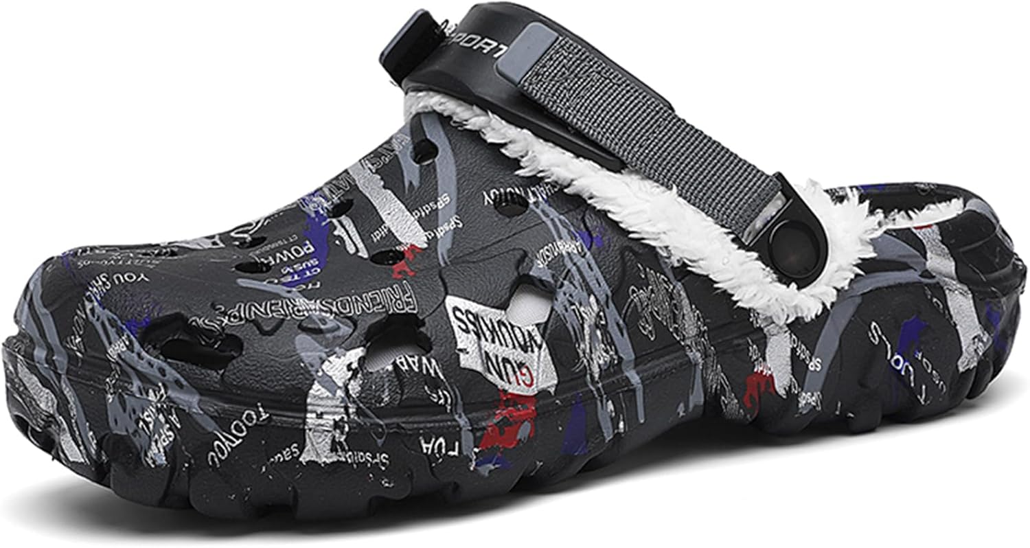 Мужские зимние сабо с меховой подкладкой, теплые, противоскользящие, с легкой ноской и регулируемым ремешком на пятке, для дома, улицы и сада Tantanc, черный
Мужские зимние сабо с меховой подкладкой, теплые, противоскользящие, с легкой ноской и регулируемым ремешком на пятке, для дома, улицы и сада Tantanc, черный