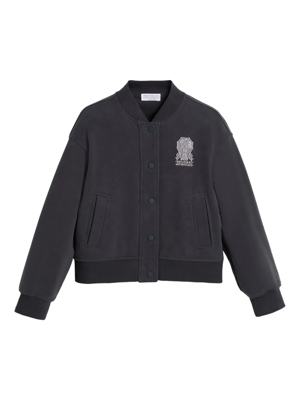 Бомбер с вышивкой Brunello Cucinelli Kids, синий 
Бомбер с вышивкой Brunello Cucinelli Kids, синий