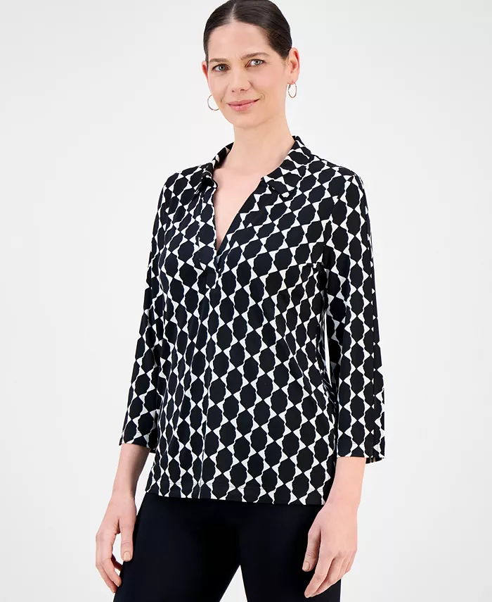 Миниатюрная туника с геометрическим принтом и воротником-стойкой JM Collection, черный
Миниатюрная туника с геометрическим принтом и воротником-стойкой JM Collection, черный