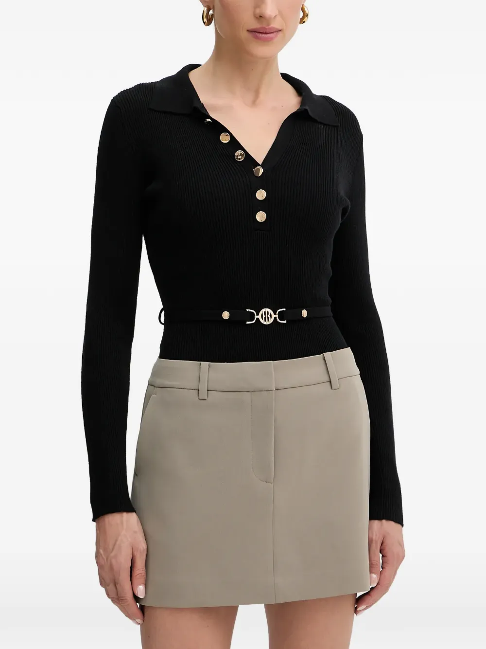 Ребристый топ на пуговицах Fracomina, черный
Ребристый топ на пуговицах Fracomina, черный