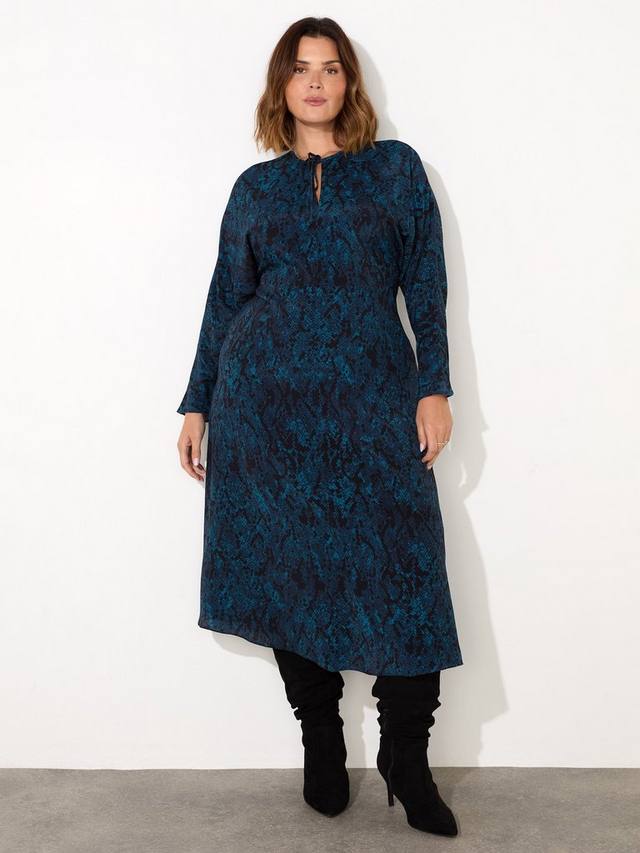 Платье с изогнутым змеиным принтом Live Unlimited, синий
Платье с изогнутым змеиным принтом Live Unlimited, синий
