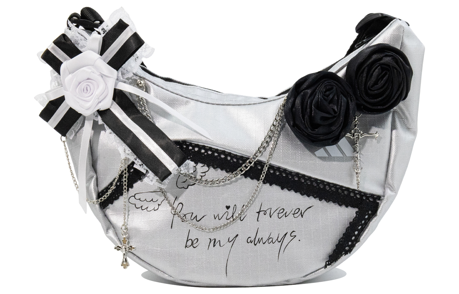 Adidas Серебряная сумка через плечо с тканью под розу и перекрестным ремнём, Silver Black
Adidas Серебряная сумка через плечо с тканью под розу и перекрестным ремнём, Silver Black