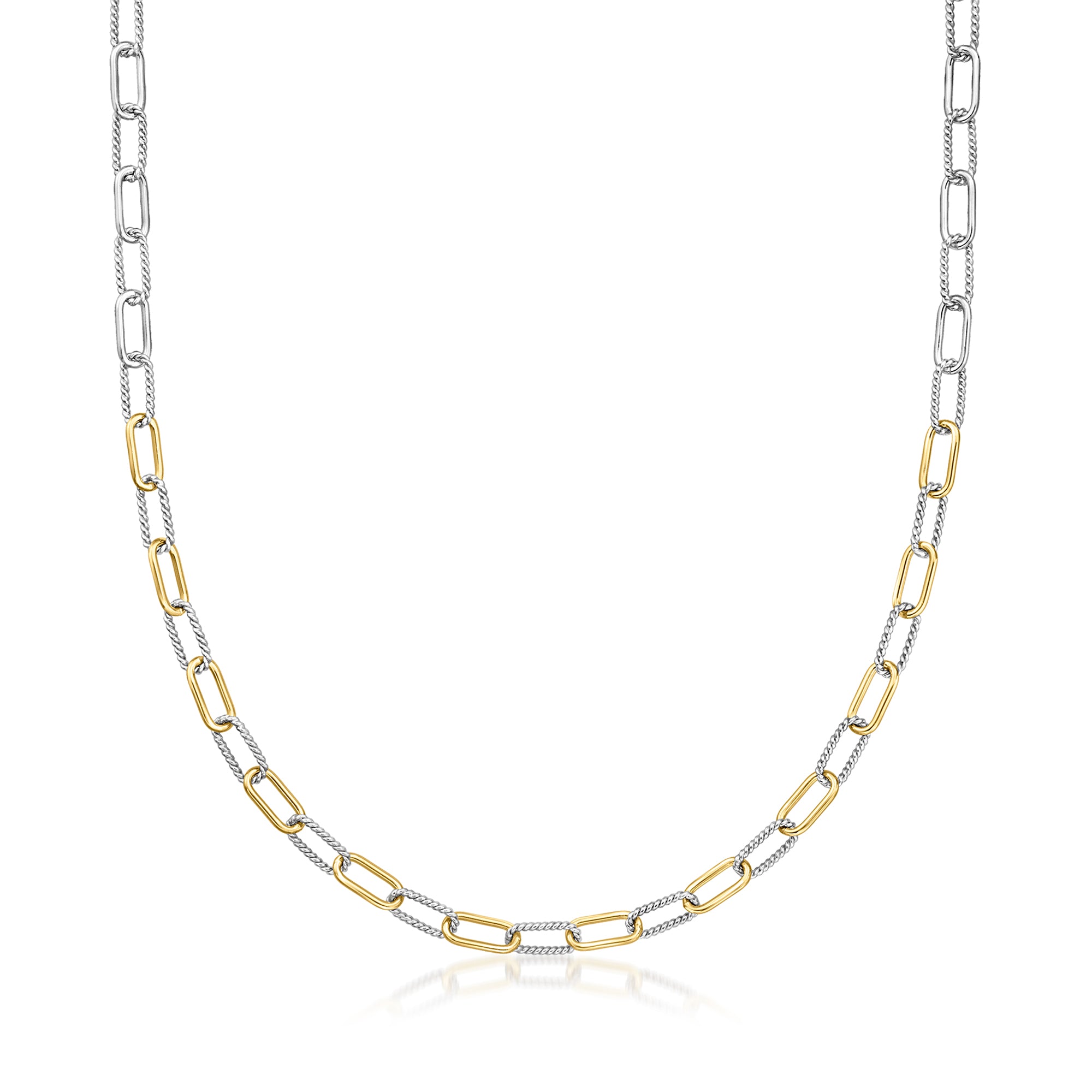 Ожерелье RS Pure от Ross-Simons из 18-каратного золота и стерлингового серебра в форме витой скрепки Rs Pure, 16 In
Ожерелье RS Pure от Ross-Simons из 18-каратного золота и стерлингового серебра в форме витой скрепки Rs Pure, 16 In