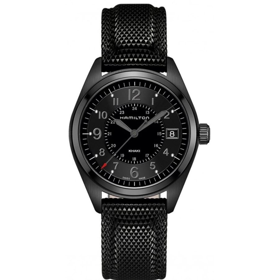 Мужские часы Hamilton Khaki Field с черным циферблатом и черным каучуковым ремешком H68401735
Мужские часы Hamilton Khaki Field с черным циферблатом и черным каучуковым ремешком H68401735