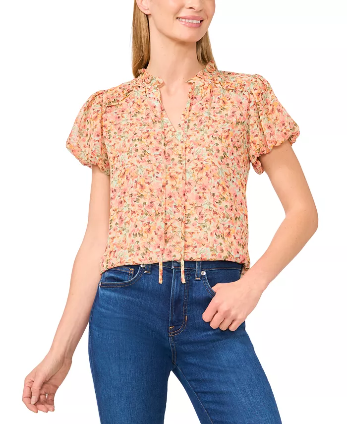 Женская блузка с принтом, оборками и рукавами-фонариками CeCe, мультиколор
Женская блузка с принтом, оборками и рукавами-фонариками CeCe, мультиколор