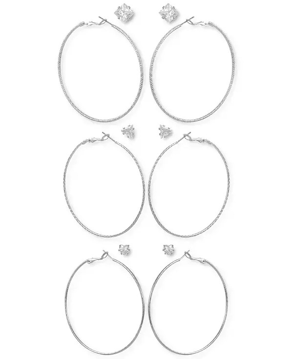 Комплект из 6 серег-гвоздиков и текстурированных колец серебристого оттенка с кристаллами Guess, silver
Комплект из 6 серег-гвоздиков и текстурированных колец серебристого оттенка с кристаллами Guess, silver