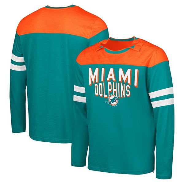 Мужская футболка с длинным рукавом Miami Dolphins Adaptive Hail Mary цвета аква/оранжевый G-Iii Sports By Carl Banks
Мужская футболка с длинным рукавом Miami Dolphins Adaptive Hail Mary цвета аква/оранжевый G-Iii Sports By Carl Banks