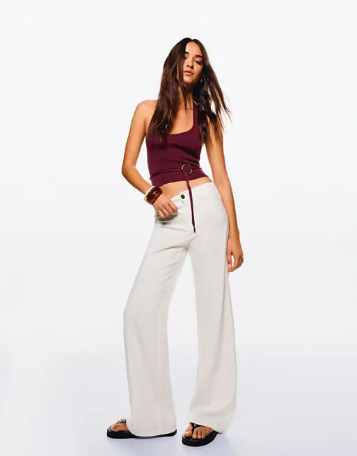 Белые широкие брюки Bershka Tall
Белые широкие брюки Bershka Tall