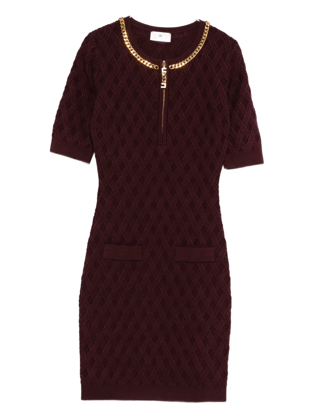 Мини-платье с украшением в виде цепочки Elisabetta Franchi, красный 
Мини-платье с украшением в виде цепочки Elisabetta Franchi, красный