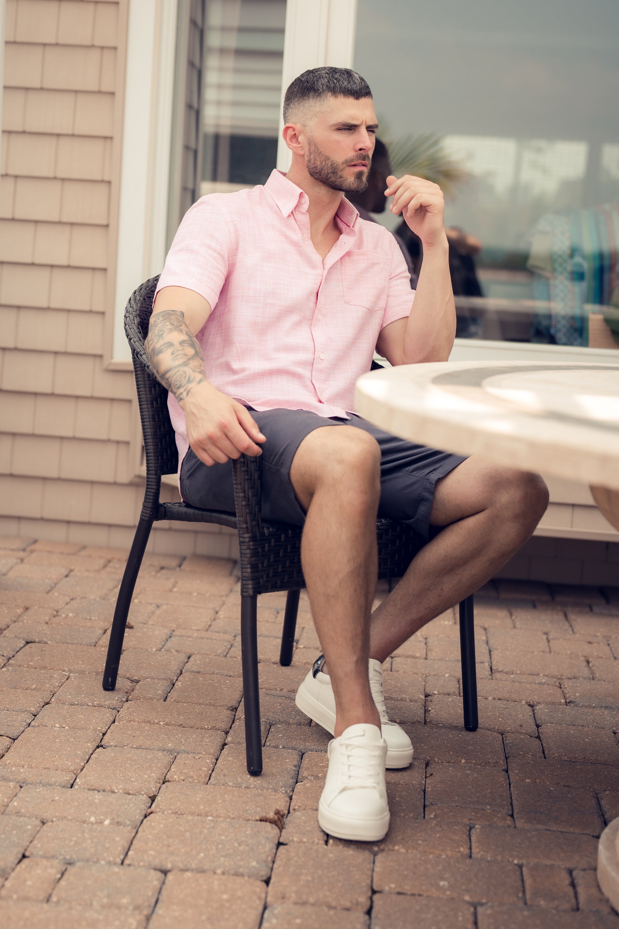 Рубашка из тканого полотна с короткими рукавами розового и белого цвета American Heritage
Рубашка из тканого полотна с короткими рукавами розового и белого цвета American Heritage