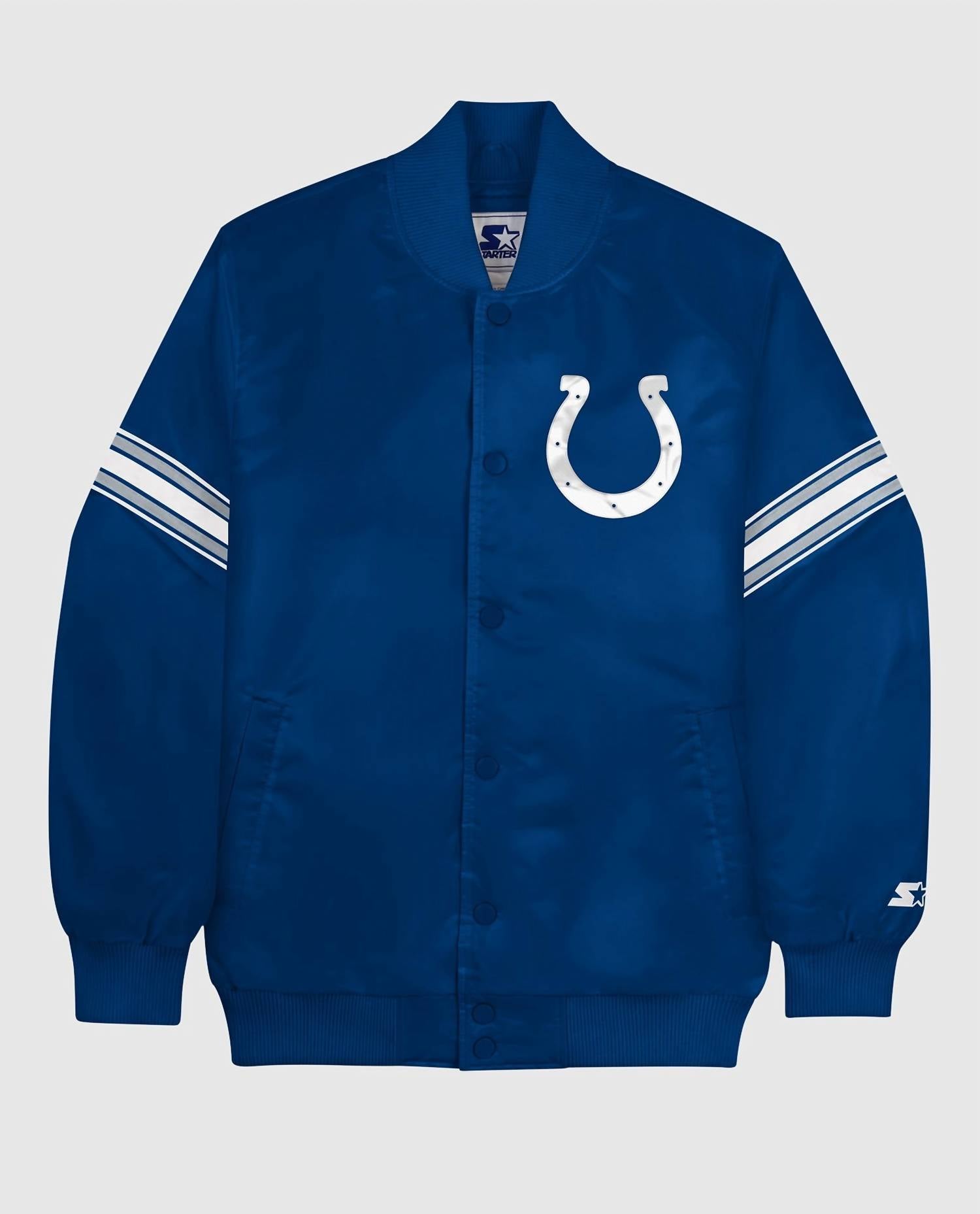 Мужская синяя атласная куртка Indianapolis Colts на молнии Starter
Мужская синяя атласная куртка Indianapolis Colts на молнии Starter