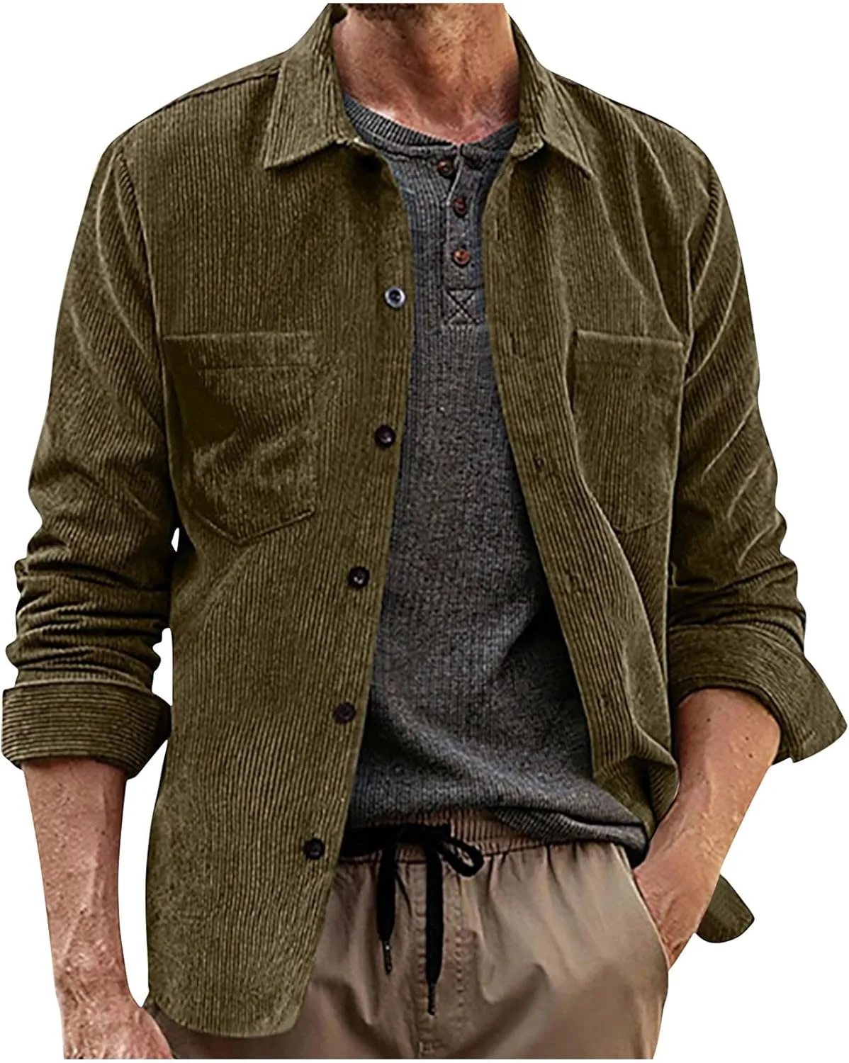 Мужская винтажная рубашка-жакет из вельвета с длинными рукавами и карманами
Мужская винтажная рубашка-жакет из вельвета с длинными рукавами и карманами