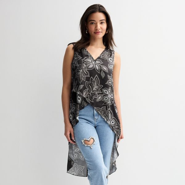 Женский асимметричный топ без рукавов Thalia Sodi, цвет black white print
Женский асимметричный топ без рукавов Thalia Sodi, цвет black white print