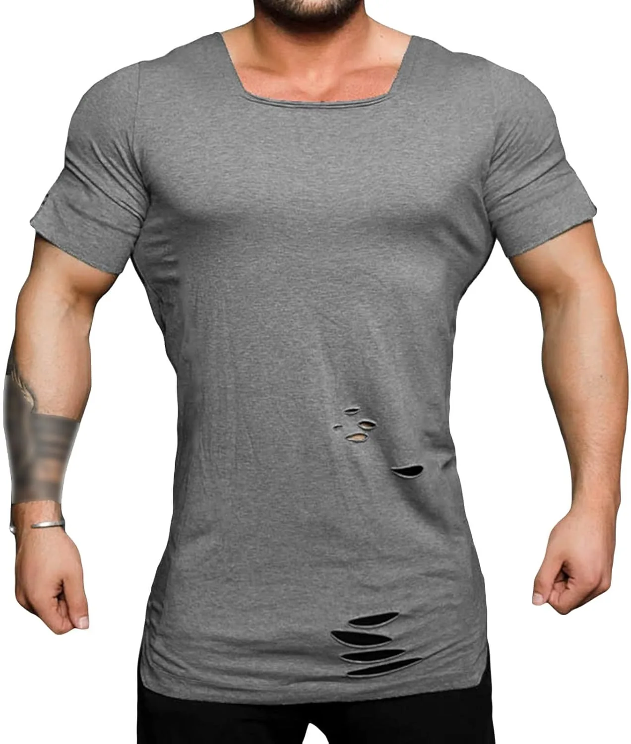 Мужская футболка Square Neck с потертостями Slim Fit Gsywaipei
Мужская футболка Square Neck с потертостями Slim Fit Gsywaipei