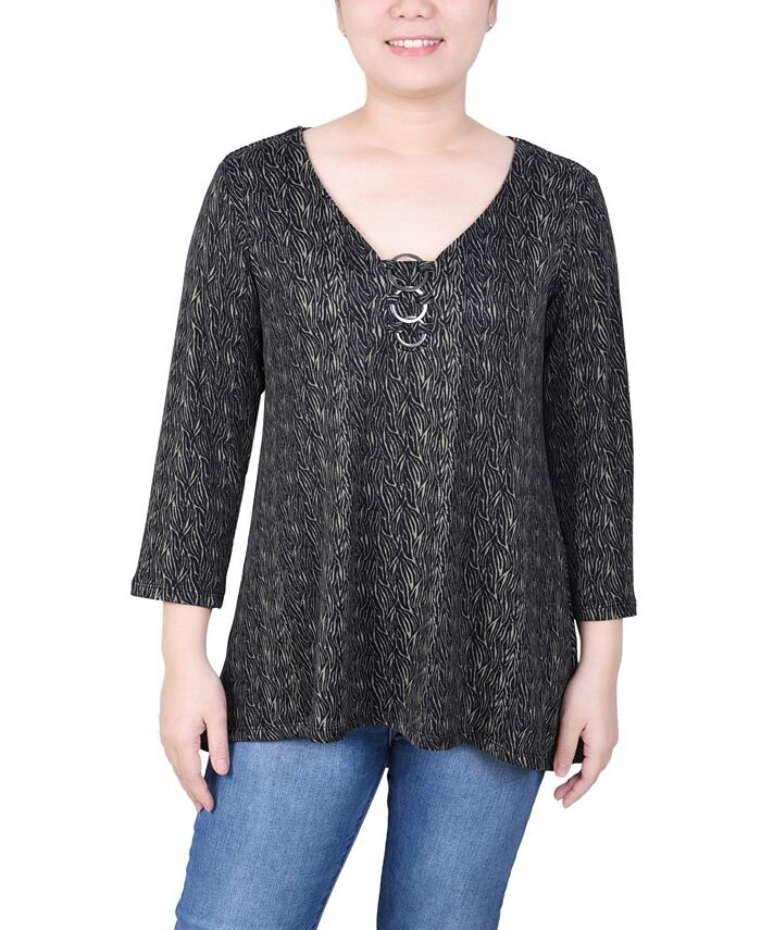 Миниатюрный топ с тремя кольцами и рукавами 3/4 NY Collection, цвет Oil Green Black Zebra
Миниатюрный топ с тремя кольцами и рукавами 3/4 NY Collection, цвет Oil Green Black Zebra