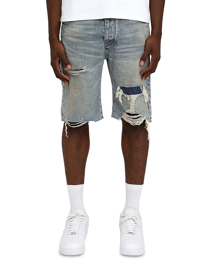 Фарос Укороченные шорты свободного кроя с аппликациями Purple Brand, синий 
Фарос Укороченные шорты свободного кроя с аппликациями Purple Brand, синий