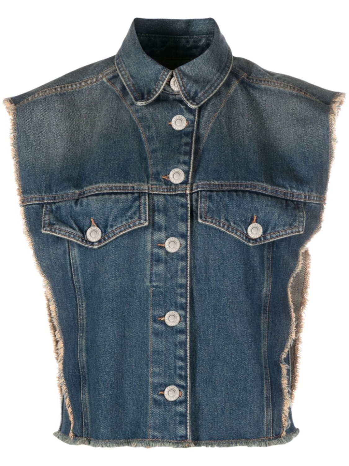 ISABEL MARANT джинсовый жилет Tyra с бахромой, синий 
ISABEL MARANT джинсовый жилет Tyra с бахромой, синий