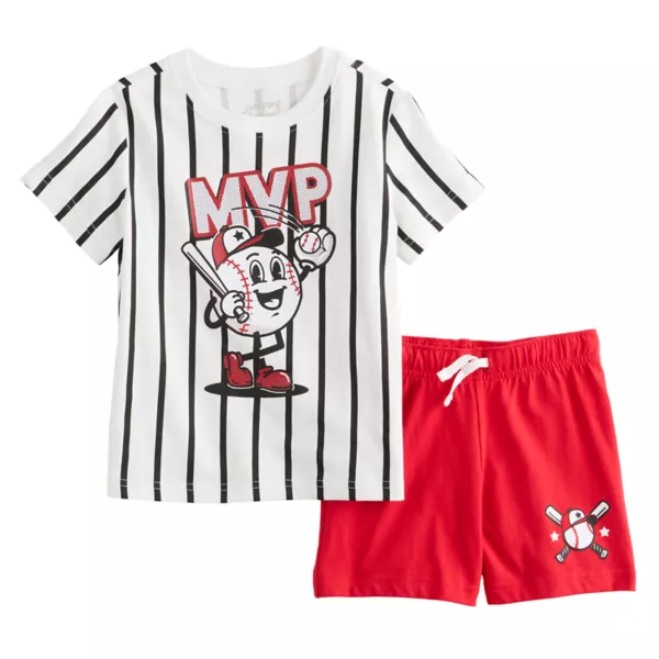 Детский комплект для мальчика: футболка и шорты из трикотажа, 2 предмета Jumping Beans, цвет white stripe mvp
Детский комплект для мальчика: футболка и шорты из трикотажа, 2 предмета Jumping Beans, цвет white stripe mvp