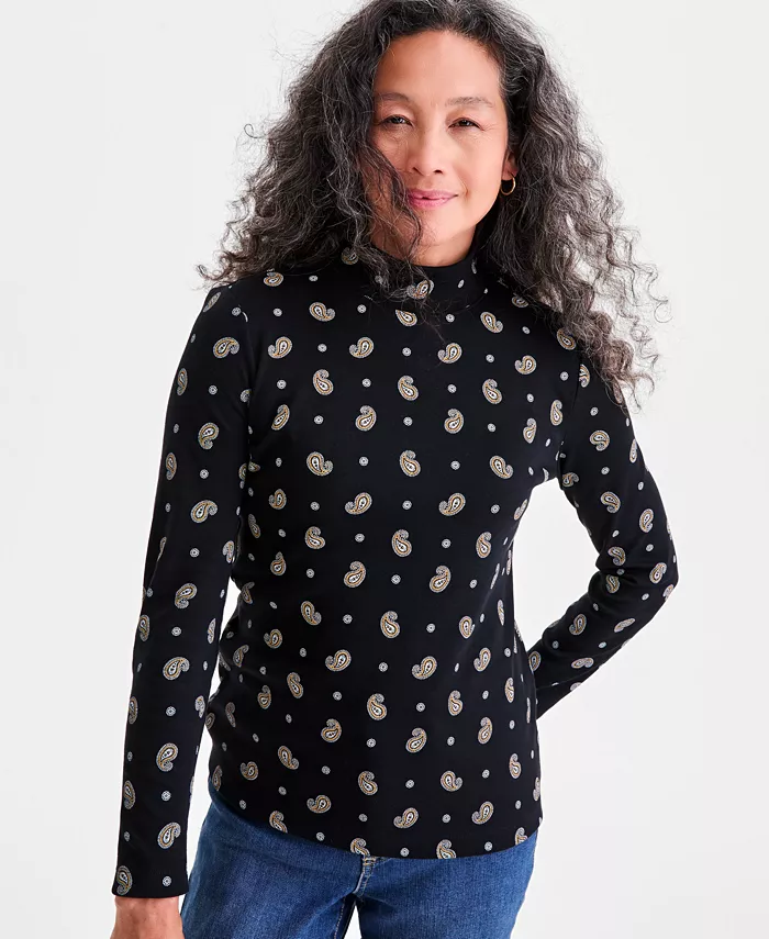 Женский трикотажный топ с принтом и воротником-стойкой Style & Co, черный
Женский трикотажный топ с принтом и воротником-стойкой Style & Co, черный