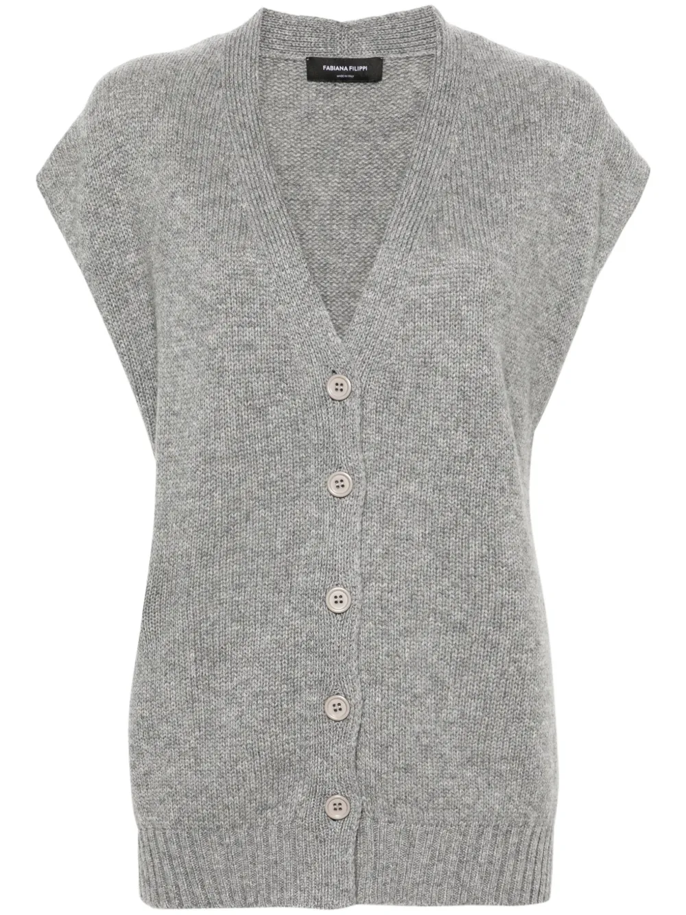 Кашемировый топ с V-образным вырезом Fabiana Filippi, серый 
Кашемировый топ с V-образным вырезом Fabiana Filippi, серый