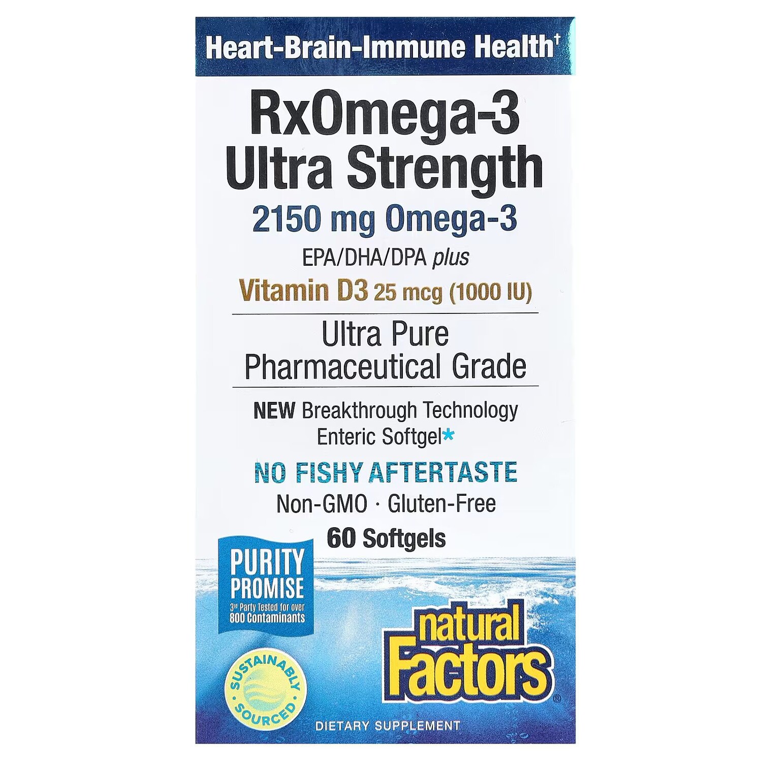 RxOmega-3 Ultra Strength с витамином D3, 60 мягких таблеток Natural Factors
RxOmega-3 Ultra Strength с витамином D3, 60 мягких таблеток Natural Factors