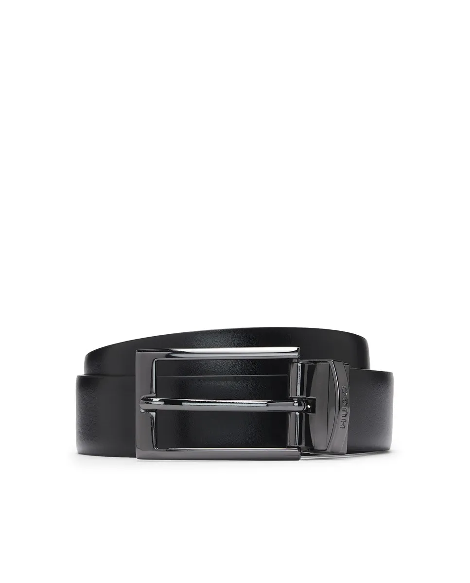 Ремень мужской реверсивный кожаный с пряжкой Hugo, черный
Ремень мужской реверсивный кожаный с пряжкой Hugo, черный