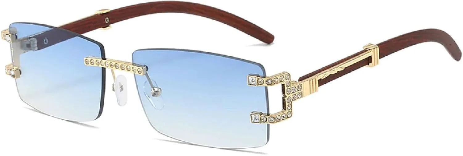 Модные женские винтажные прямоугольные солнцезащитные очки без оправы с бриллиантами, маленькие, для защиты от УФ-излучения UV400 TKKTLLT, Gold Gradient Blue
Модные женские винтажные прямоугольные солнцезащитные очки без оправы с бриллиантами, маленькие, для защиты от УФ-излучения UV400 TKKTLLT, Gold Gradient Blue